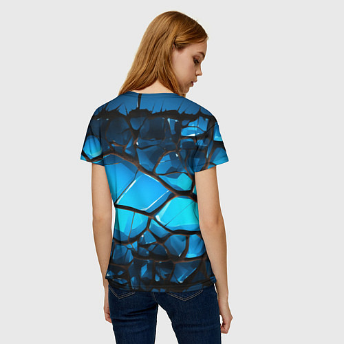 Женская футболка Синяя текстура объемных плит / 3D-принт – фото 4