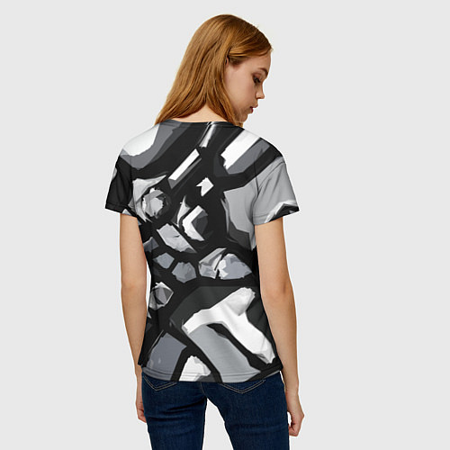 Женская футболка Чёрно-серая абстракция / 3D-принт – фото 4