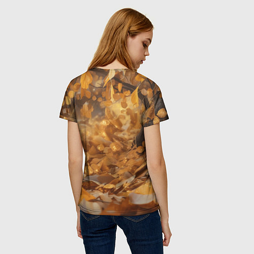 Женская футболка Лисица спит в осенних листьях / 3D-принт – фото 4