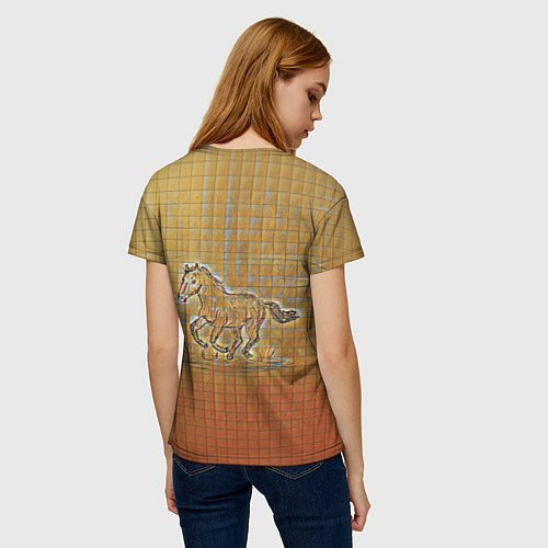 Женская футболка Конь на тетрадном листе / 3D-принт – фото 4