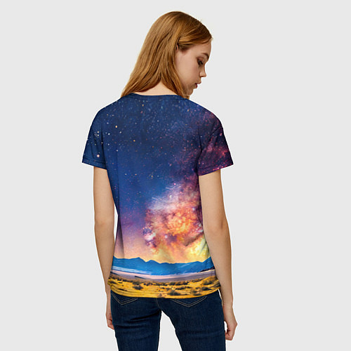 Женская футболка Верблюд и звездное небо / 3D-принт – фото 4