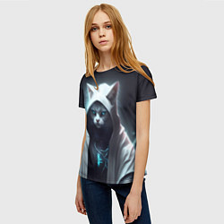 Футболка женская Инопланетный белый кот, цвет: 3D-принт — фото 2