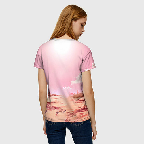 Женская футболка Верблюд в розовой пустыне / 3D-принт – фото 4