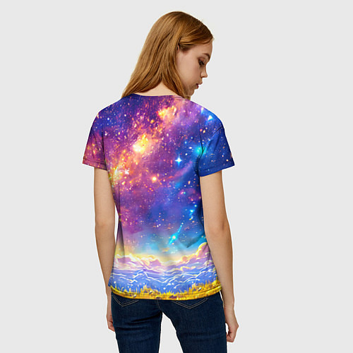 Женская футболка Коровка и звездное небо / 3D-принт – фото 4