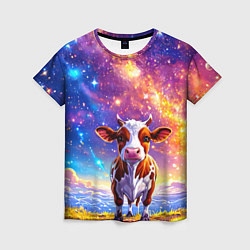 Футболка женская Коровка и звездное небо, цвет: 3D-принт