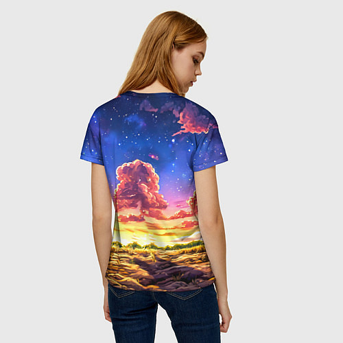 Женская футболка Буйвол в звездной ночи / 3D-принт – фото 4