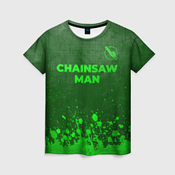 Женская футболка Chainsaw Man - green gradient посередине