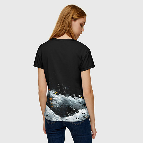 Женская футболка Песец на черном / 3D-принт – фото 4