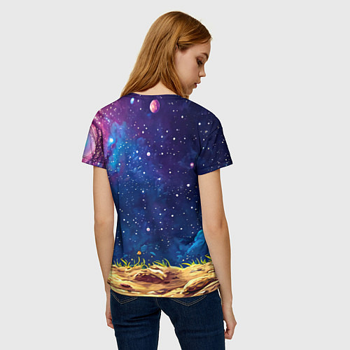 Женская футболка Ежик и звездное небо / 3D-принт – фото 4