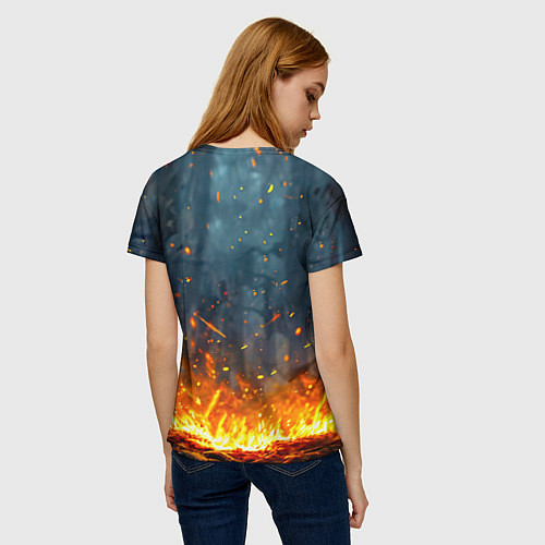 Женская футболка Лось в огне / 3D-принт – фото 4