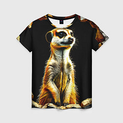 Футболка женская Сурикат на черном, цвет: 3D-принт