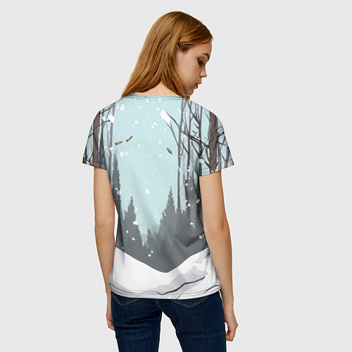 Женская футболка Русский медведь в розовой куртке / 3D-принт – фото 4