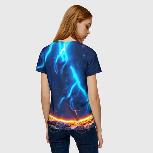 Женская футболка Сурикат и удар молнии / 3D-принт – фото 4