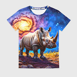 Женская футболка Носорог и звездное небо