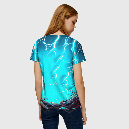 Женская футболка Корова в разрядах молнии / 3D-принт – фото 4