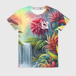 Женская футболка Гавайские тропические цветы - алоха