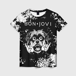 Женская футболка Bon Jovi рок пес