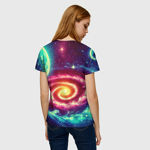 Женская футболка Spiral galaxy - neon glow / 3D-принт – фото 4