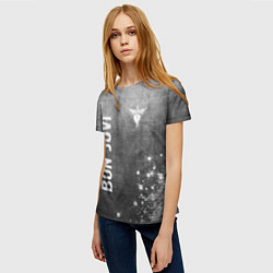 Футболка женская Bon Jovi - grey gradient вертикально, цвет: 3D-принт — фото 2