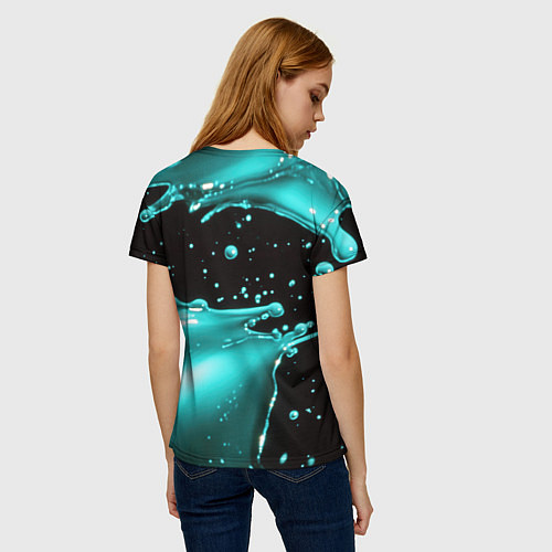 Женская футболка Разрыв голубой краски / 3D-принт – фото 4