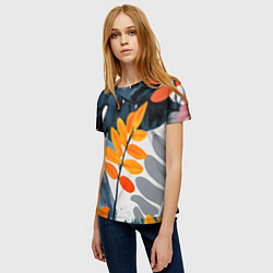 Футболка женская Контрастные листья, цвет: 3D-принт — фото 2