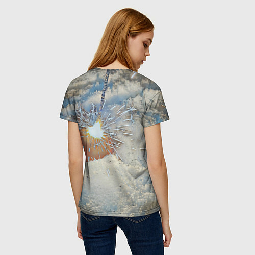 Женская футболка Искрящийся мандарин на снегу / 3D-принт – фото 4