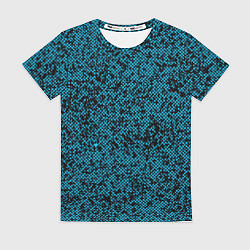 Футболка женская Чёрно-голубой текстура точки, цвет: 3D-принт