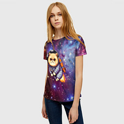 Футболка женская Котик космонавт в открытом космосе, цвет: 3D-принт — фото 2