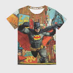 Футболка женская Бэтмен на фоне города, цвет: 3D-принт