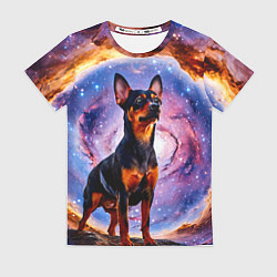 Футболка женская Пинчер в космосе, цвет: 3D-принт