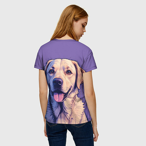 Женская футболка Лабрадор на фиолетовом фоне / 3D-принт – фото 4