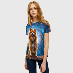 Футболка женская Финский лаппхунд в космосе, цвет: 3D-принт — фото 2