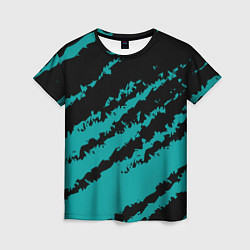 Женская футболка The color is black and light blue