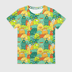 Футболка женская Весёлые монстрики пришельцы, цвет: 3D-принт