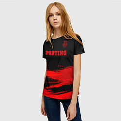 Футболка женская Sporting - red gradient посередине, цвет: 3D-принт — фото 2