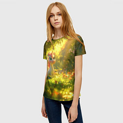 Футболка женская Единорог в летнем лесу, цвет: 3D-принт — фото 2