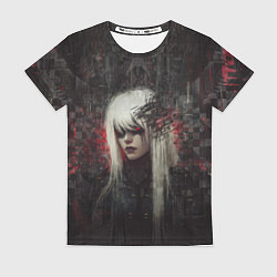 Футболка женская Беловолосая девушка-киборг, цвет: 3D-принт
