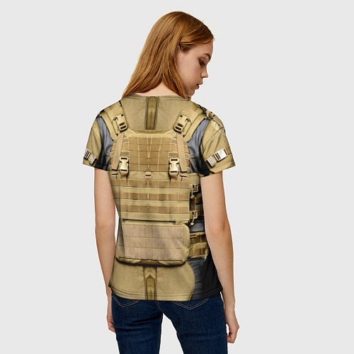Женская футболка Бронежилет цвета хаки армия России / 3D-принт – фото 4