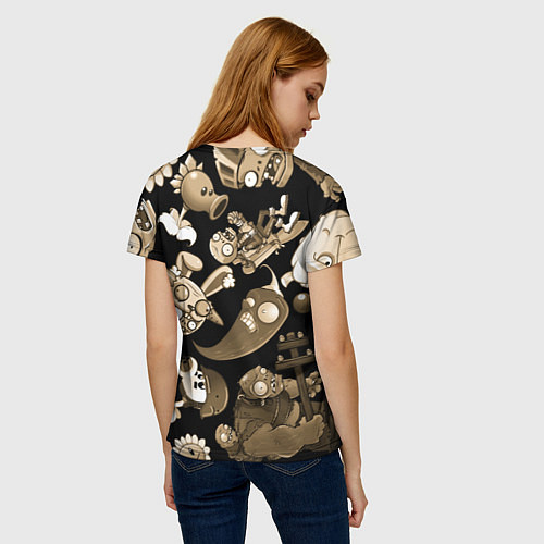 Женская футболка Растения против зомби в бежевом цвете / 3D-принт – фото 4
