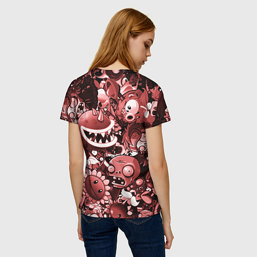Женская футболка Растения против зомби в красном цвете / 3D-принт – фото 4
