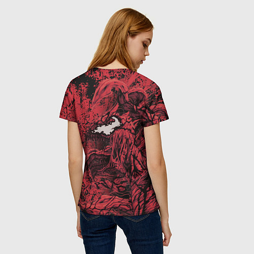 Женская футболка Красный веном текстура Карнажа / 3D-принт – фото 4