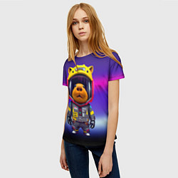 Футболка женская Baby capybara - cyberpunk, цвет: 3D-принт — фото 2
