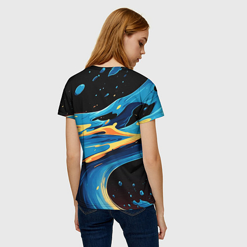 Женская футболка Синяя волна из красок / 3D-принт – фото 4