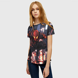 Футболка женская Человек паук в черном, цвет: 3D-принт — фото 2