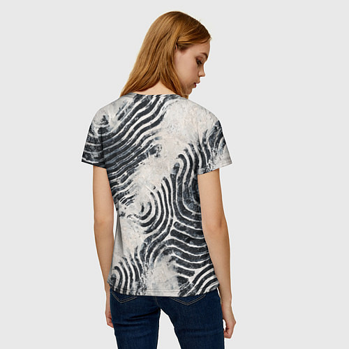 Женская футболка Текстура гранж - абстрактные линии / 3D-принт – фото 4