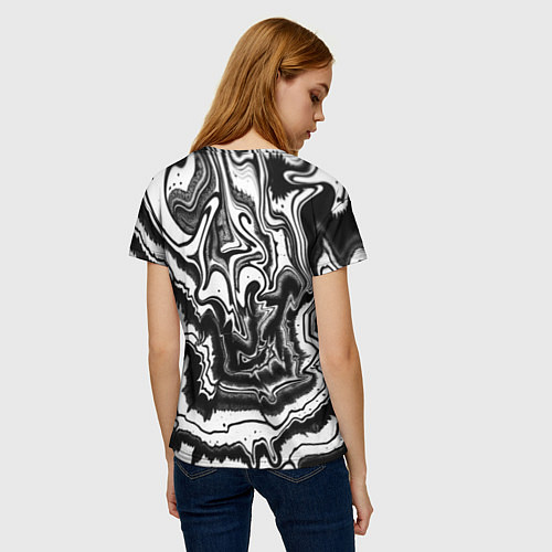 Женская футболка Закрученные волны - чб абстракция / 3D-принт – фото 4