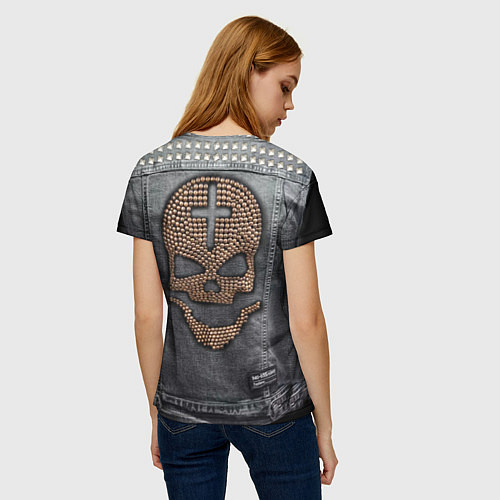 Женская футболка Джинсовка с черепом и татуировкой дракона / 3D-принт – фото 4