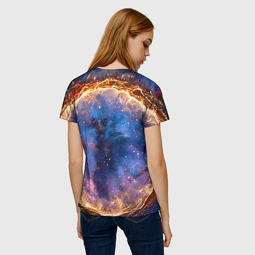 Женская футболка Сиамская кошка в космосе / 3D-принт – фото 4