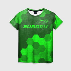 Женская футболка Subaru - green gradient посередине