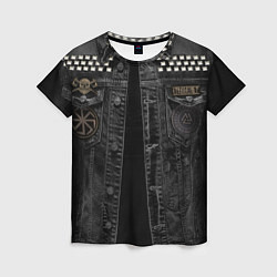 Футболка женская Джинсовка с славянским викингом и татуировками, цвет: 3D-принт